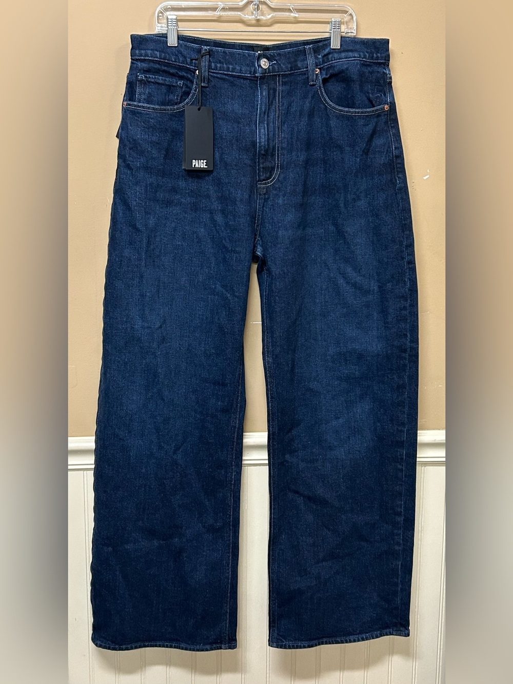 PAIGE Arellia 32" Barrel Leg Jean Heritage Dark Wash Size 33 NWT